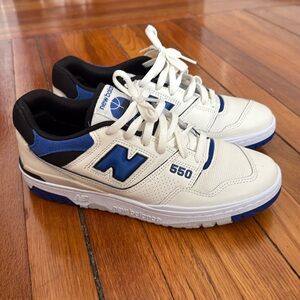 Men’s New Balance 550 Sea Salt Team Royal. Size 10